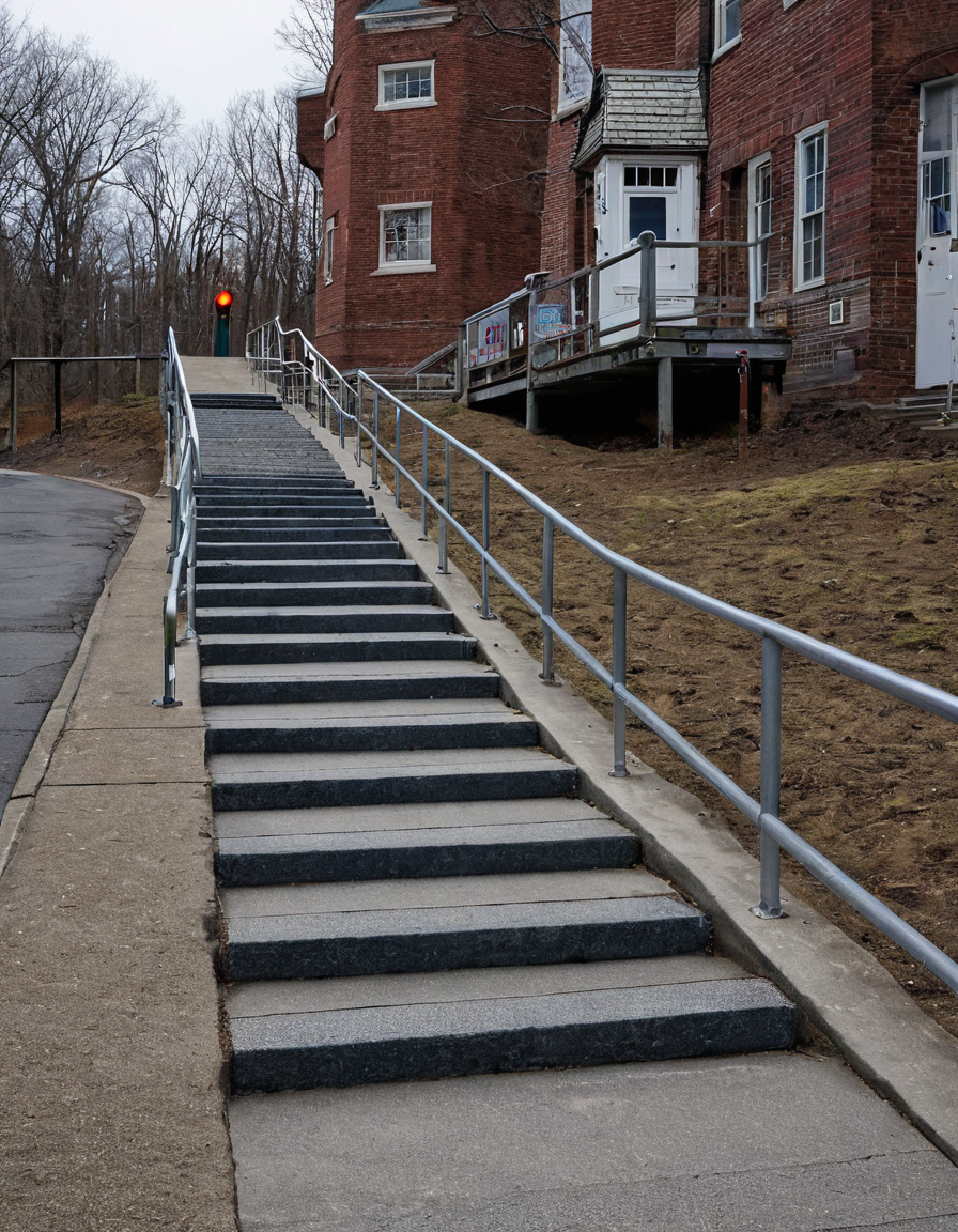 How far apart are rest stops on a historic lighthouse spiral staircase